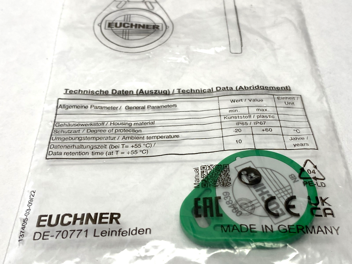 EKS-A-K1GNWT32-EU | Euchner Electronic Read/Write Key 094839 - New - Maverick Industrial Sales