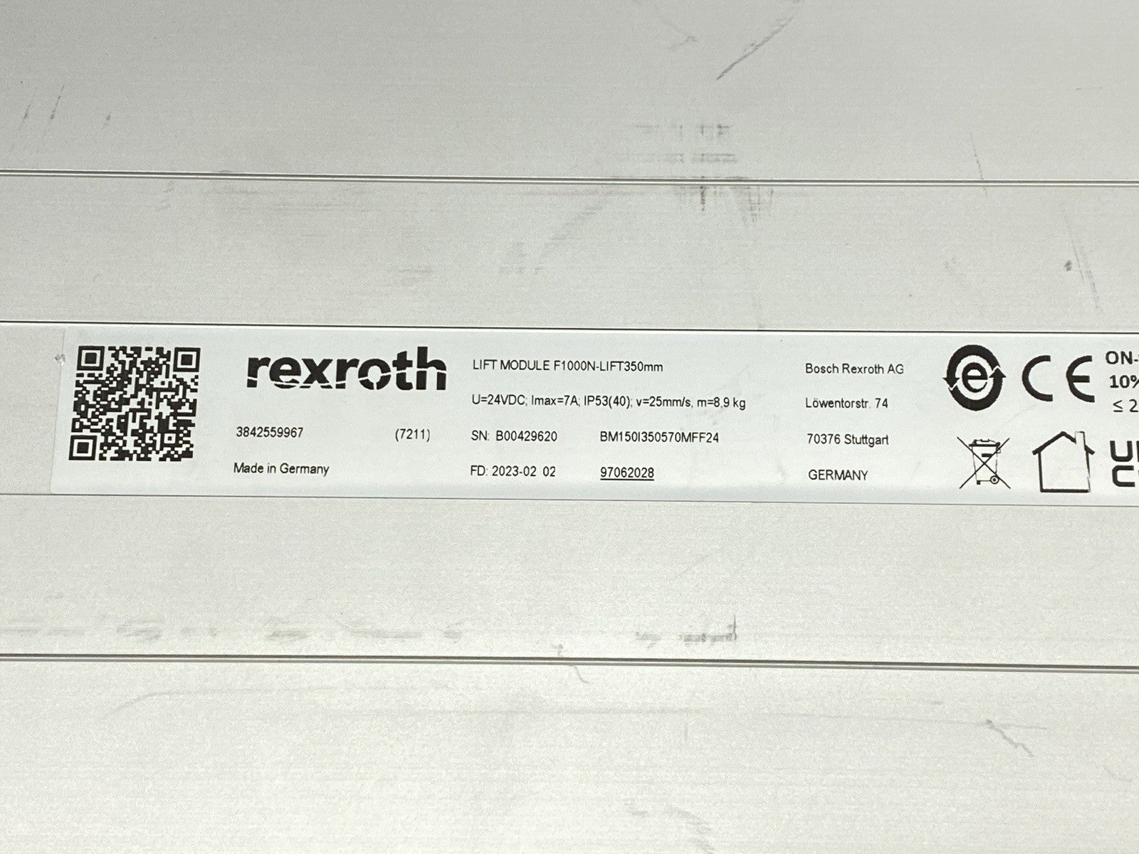 Bosch Rexroth 3842559967 LIFT MODULE F1000-LIFT350MM Lifting Module - Maverick Industrial Sales