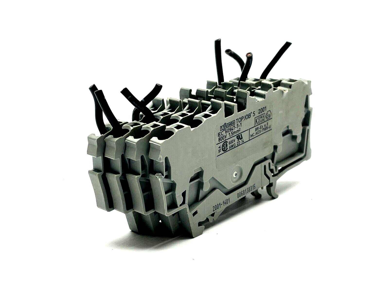 Wago 2001-1401 Terminal Blocks 4 Position Feed Through Gray 14-18 AWG LOT OF 4 - Maverick Industrial Sales