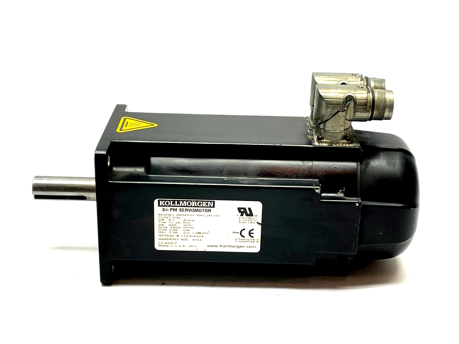Kollmorgen AKM53K-BKC2R-00 Servo Motor 4500RPM 640VDC 3.06kW - Maverick Industrial Sales