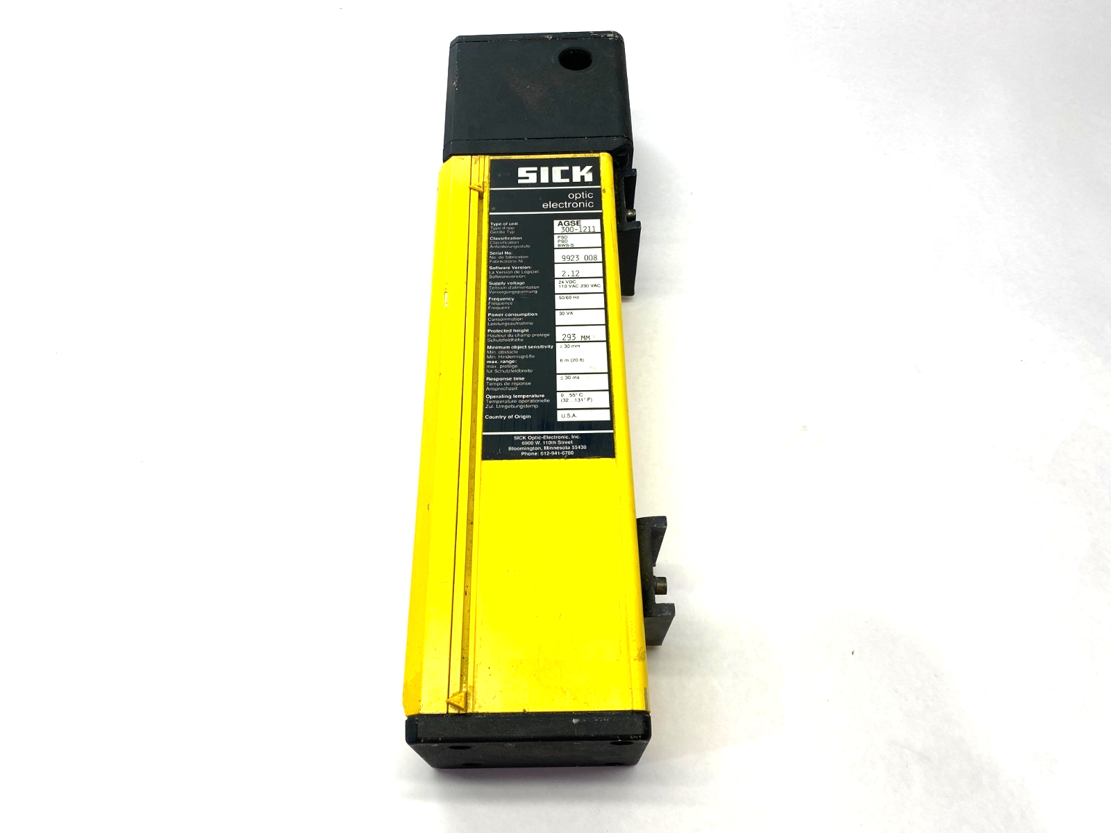 AGSE-300-1211 | Sick Optic Electronic Safety Light Curtain 293mm Protected Height - Used - Maverick Industrial Sales