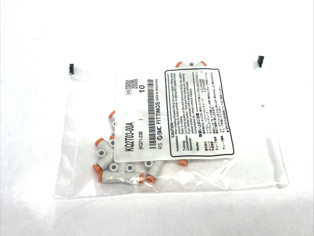 KQ2T03-00A | SMC Pneumatic One-Touch Union Tee Fitting, 5/32" Tube OD, 10-PACK - New - Maverick Industrial Sales