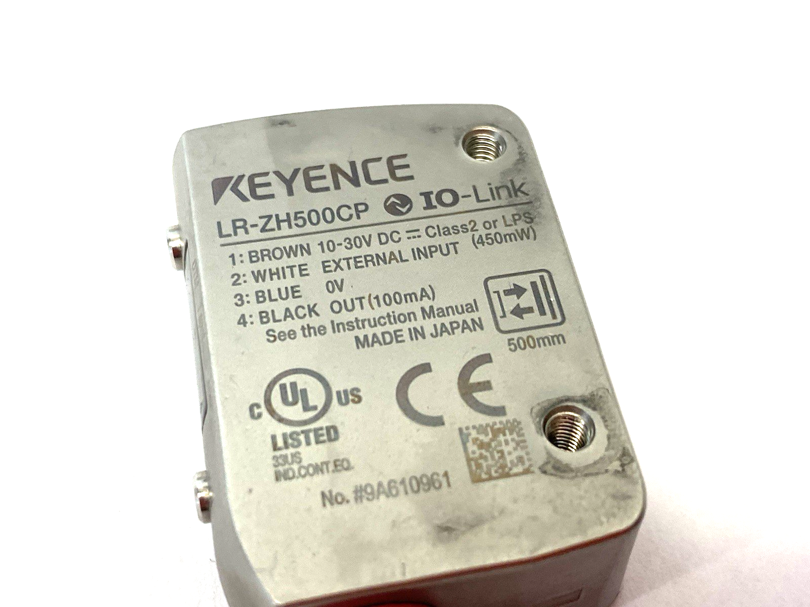 LR-ZH500CP | Keyence Self-Contained CMOS Laser Sensor, Rectangular M8 conn. 500mm - Used - Maverick Industrial Sales