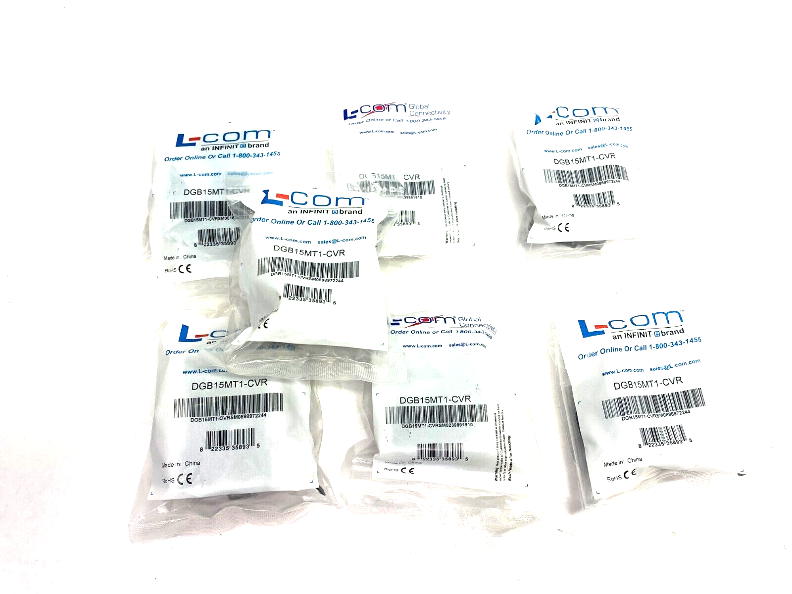L-Com DGB15MT1-CVR Termination Connector Cover Black LOT OF 7 - Maverick Industrial Sales