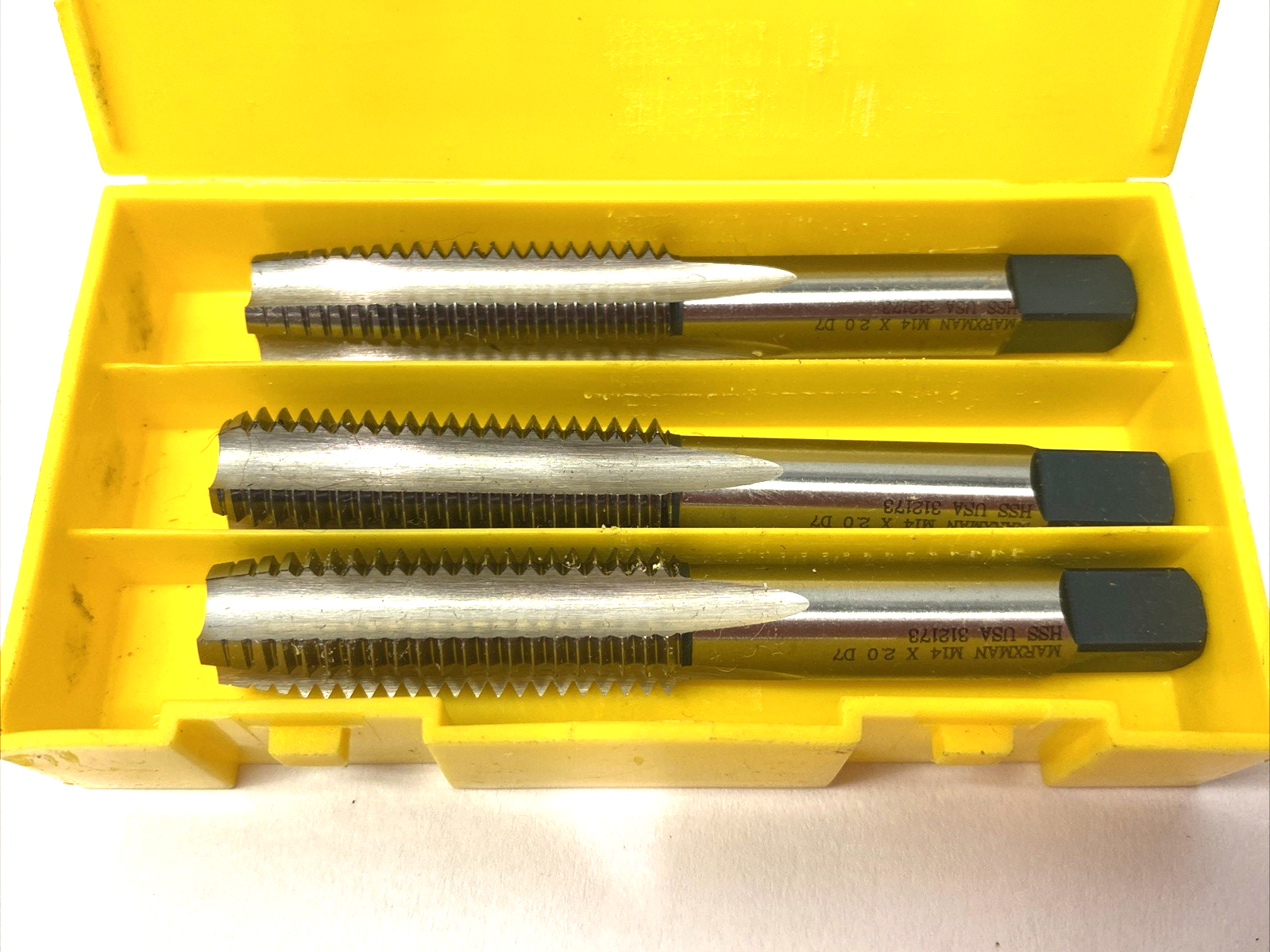 Marxman 84844 Metric HSS Tap Set M14 x 2.0 D7 4-Flute ‎3-19/32″ OAL 3-PACK - Maverick Industrial Sales