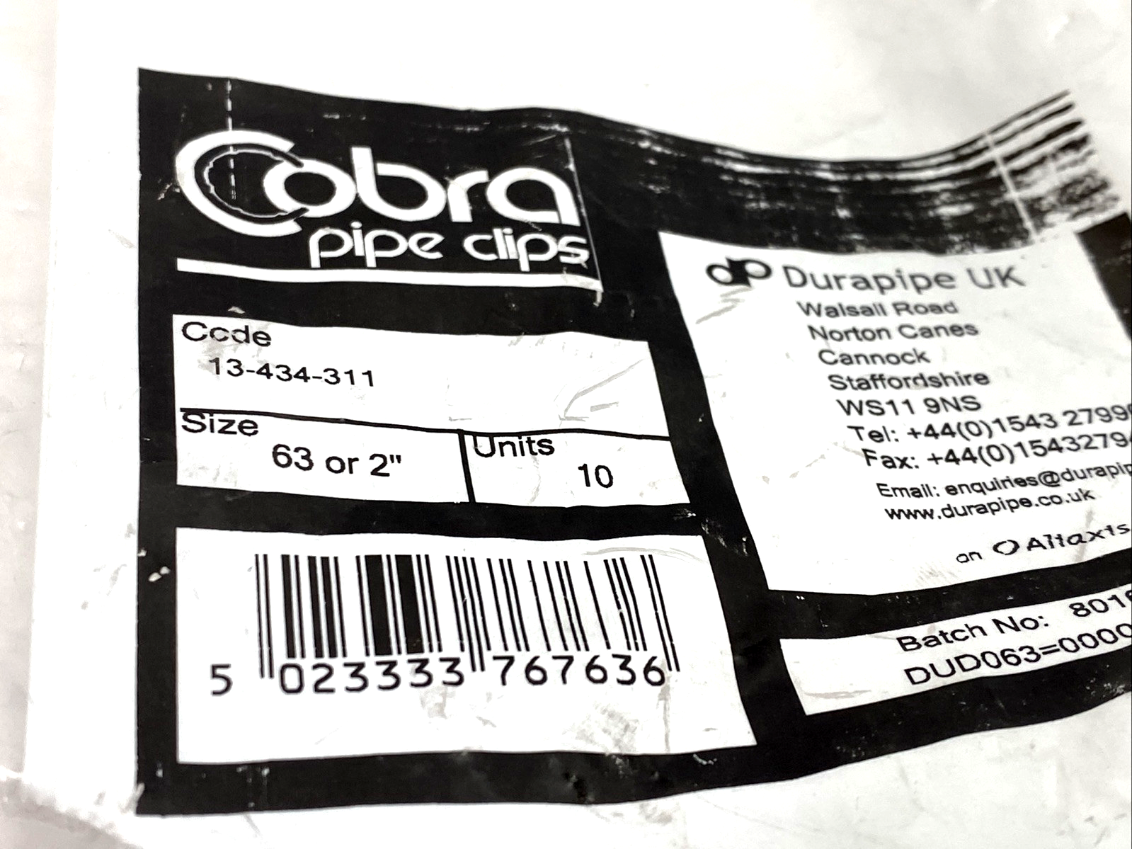 Cobra 13-434-311 Size 63 or 2" Pipe Clips LOT OF 9 - New – Open box - Maverick Industrial Sales