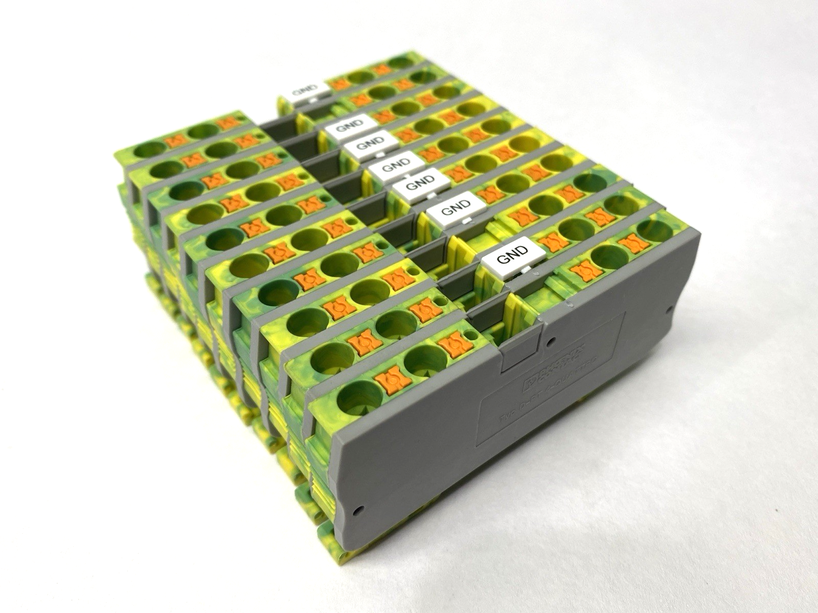 PT 4-QUATTRO-PE | Phoenix Contact Terminal Block 3211809 w/ End Covers LOT OF 10 - Used - Maverick Industrial Sales