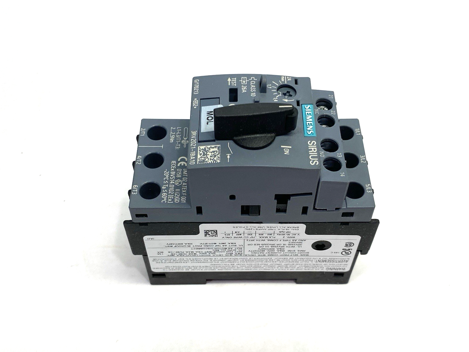 Siemens 3RV2021-1BA10 SIRIUS Motor Protection Circuit Breaker Size S00 - Maverick Industrial Sales