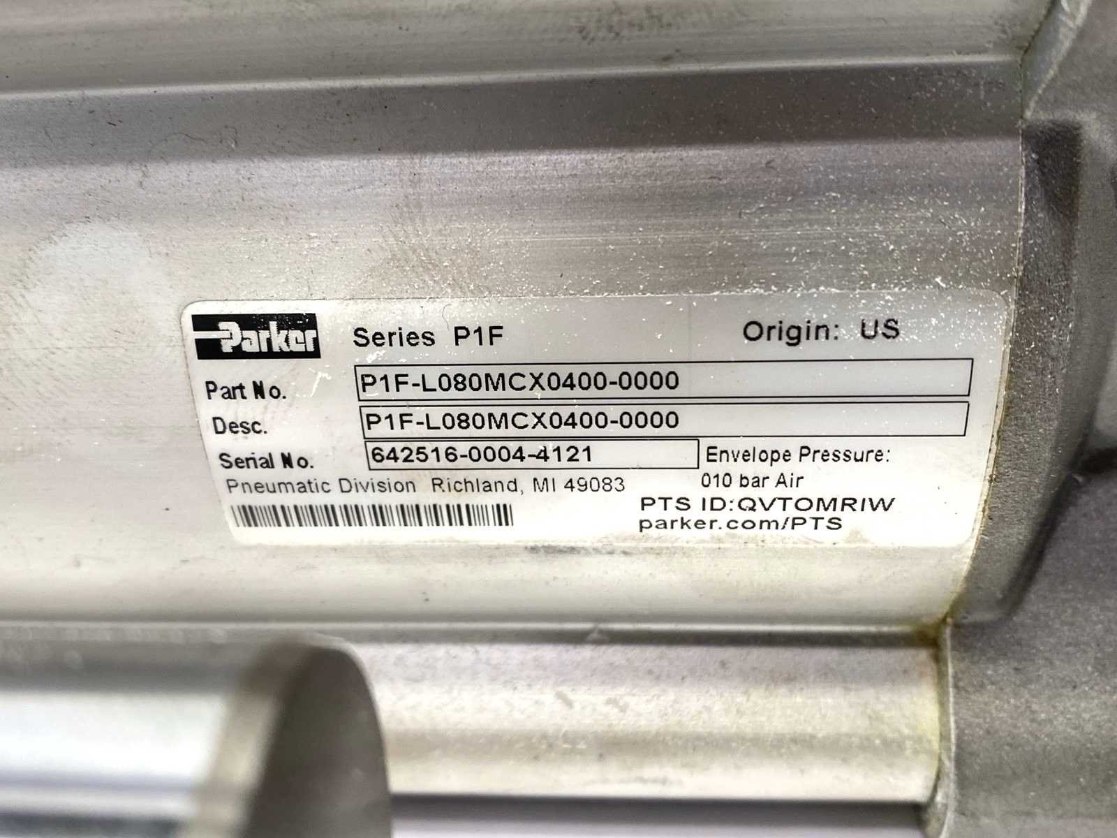 Parker P1F-L080MCX0400-0000 Pneumatic Cylinder - Maverick Industrial Sales