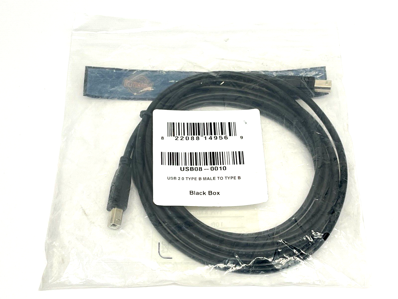 Black Box USB08-0010 USB 2.0 Cable Type B Male to Type B Male Black 10ft - Maverick Industrial Sales