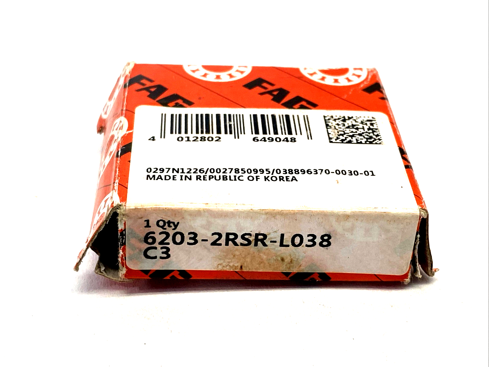 FAG 6203-2RSR-L038-C3 Deep Groove Ball Bearing 17mm ID 40mm OD 12mm W 2-PK - Maverick Industrial Sales