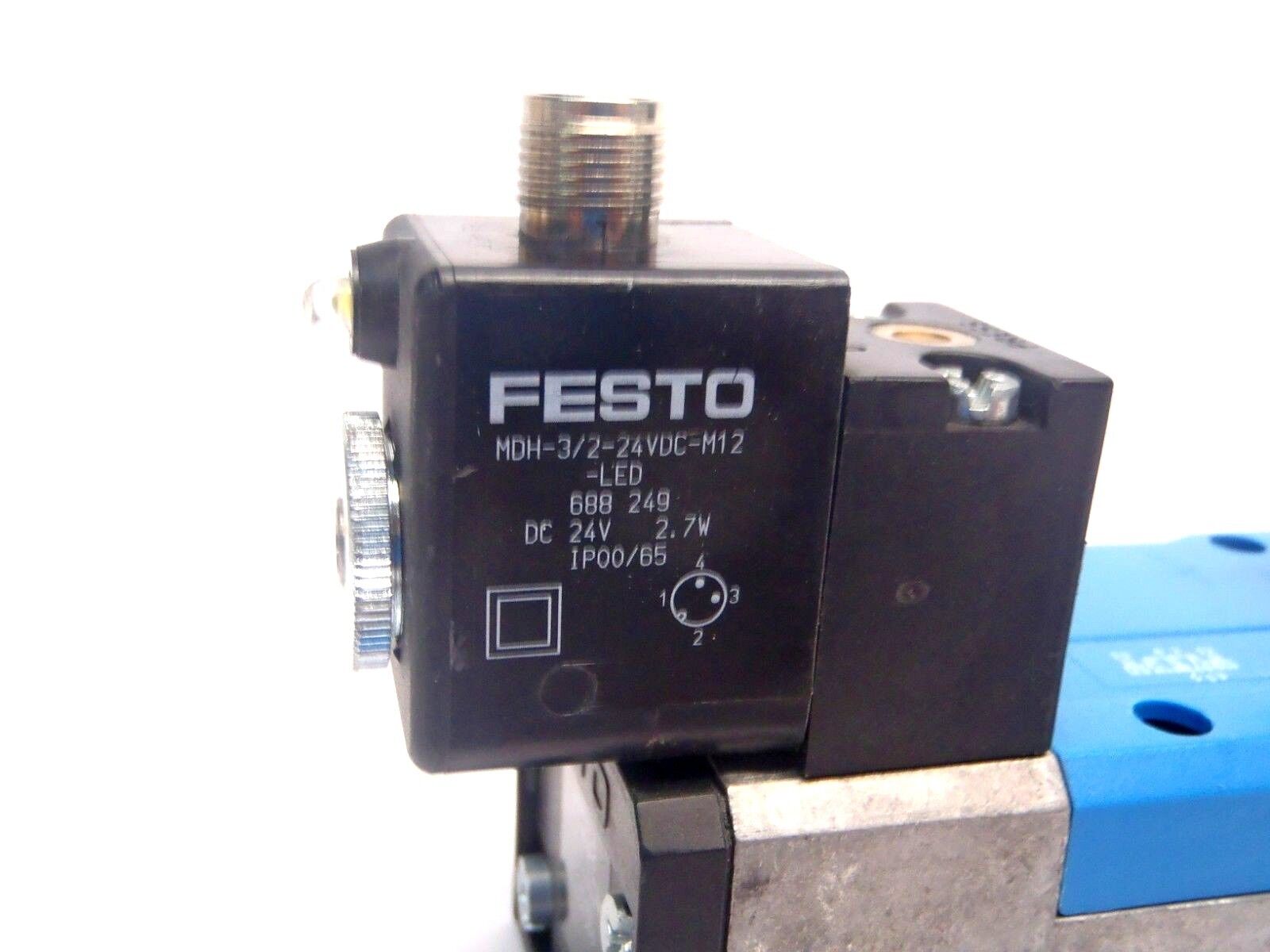 Festo JMDH-5/2-D-2-M12-C Solenoid Valve w/ MDH-3/2-24VDC-M12 Pilot Valves - Maverick Industrial Sales