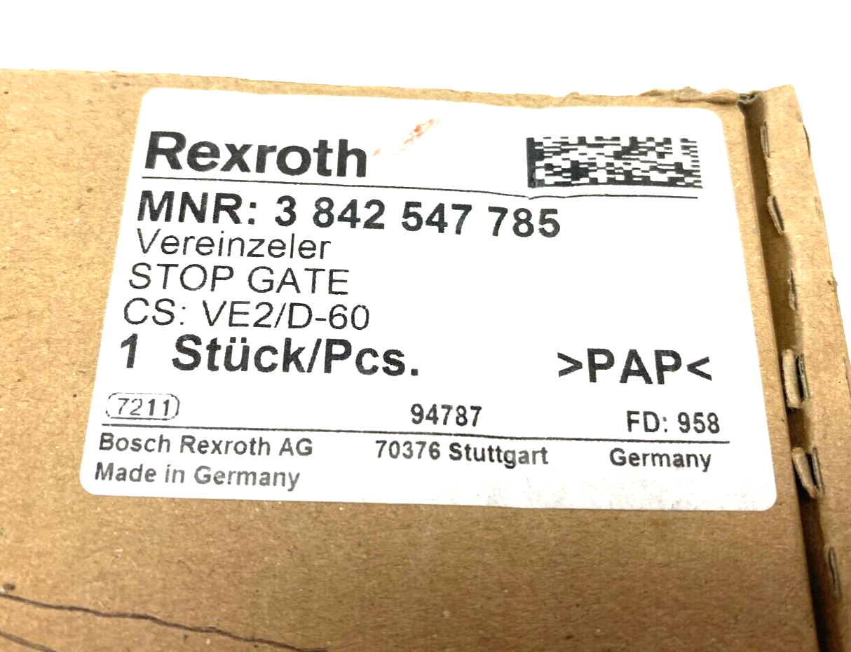 Bosch Rexroth 3842547785 Pneumatic Stop Gate NO HARDWARE - Maverick Industrial Sales