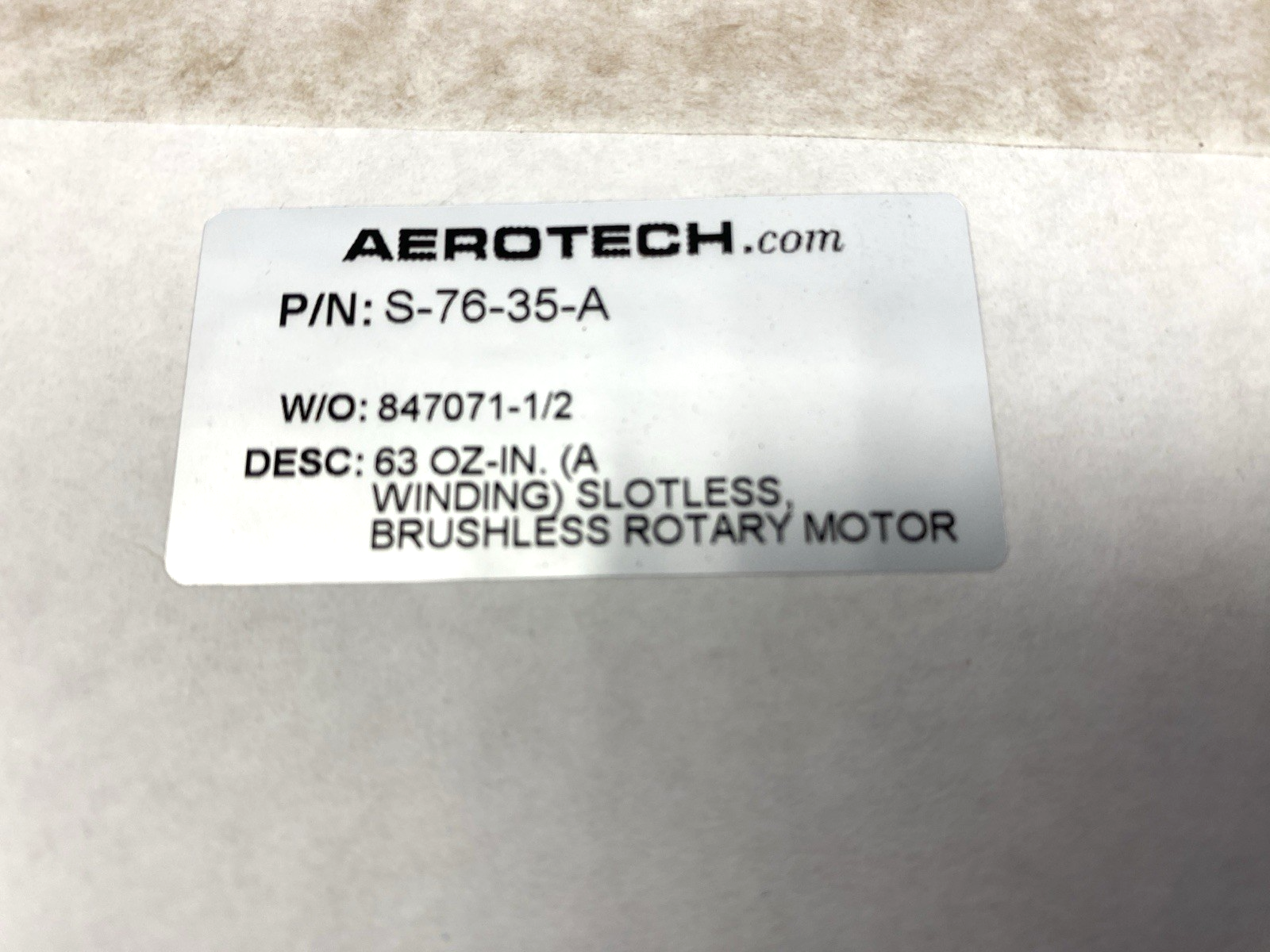 S-76-35-A | Aerotech Slotless Brushless Rotary Motor - New – Open box - Maverick Industrial Sales