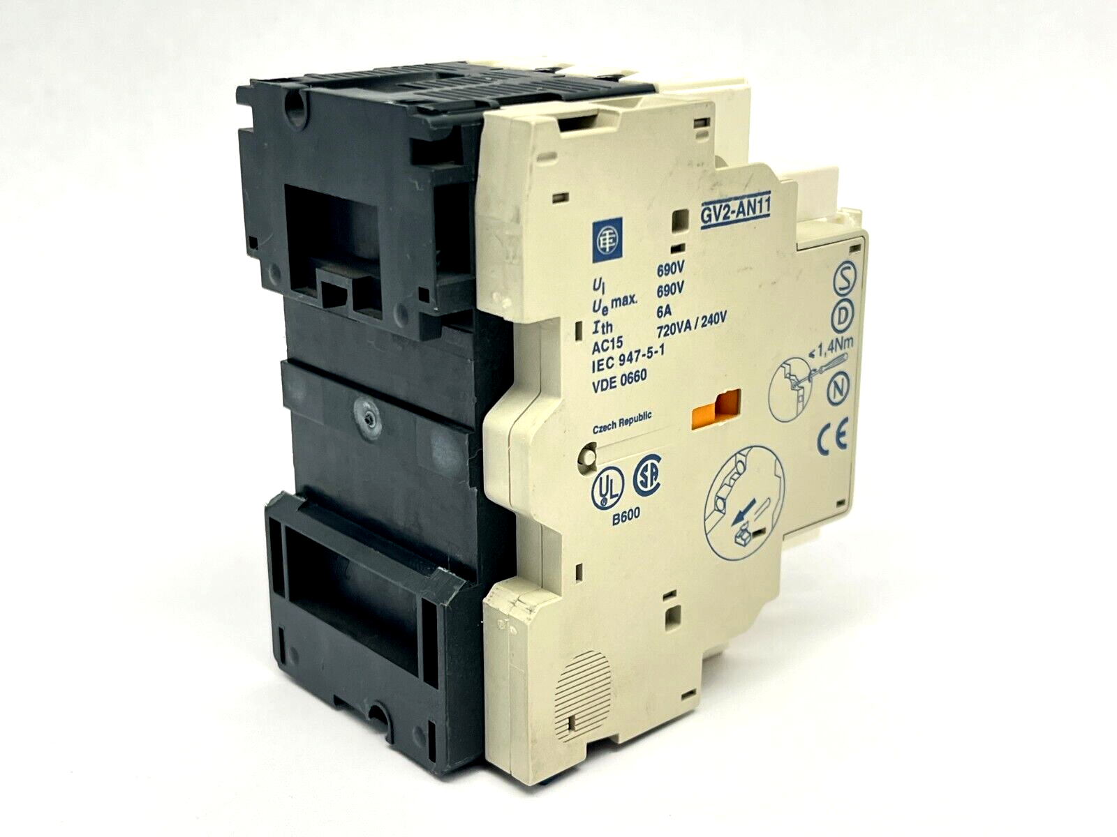 GV2-P07H7 | Telemecanique Manual Starter 1.6-2.5A w/ GV2-AN11 Auxiliary Block - Used - Maverick Industrial Sales