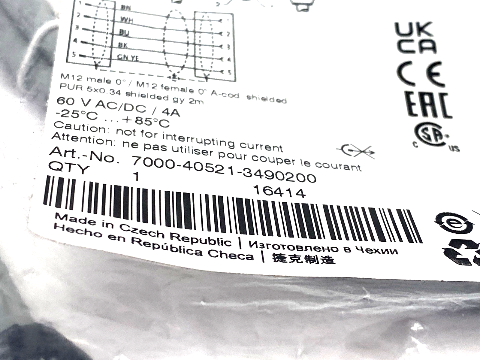 Murr Elektronik 7000-40521-3490200 Cordset M12 Male To Female 5-Pin 2m - Maverick Industrial Sales