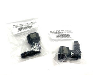 BQF-090-06-06 | Female Quick-Release Hose Barb Fitting 90-Degree 3/8" LOT OF 2 - New – Open box