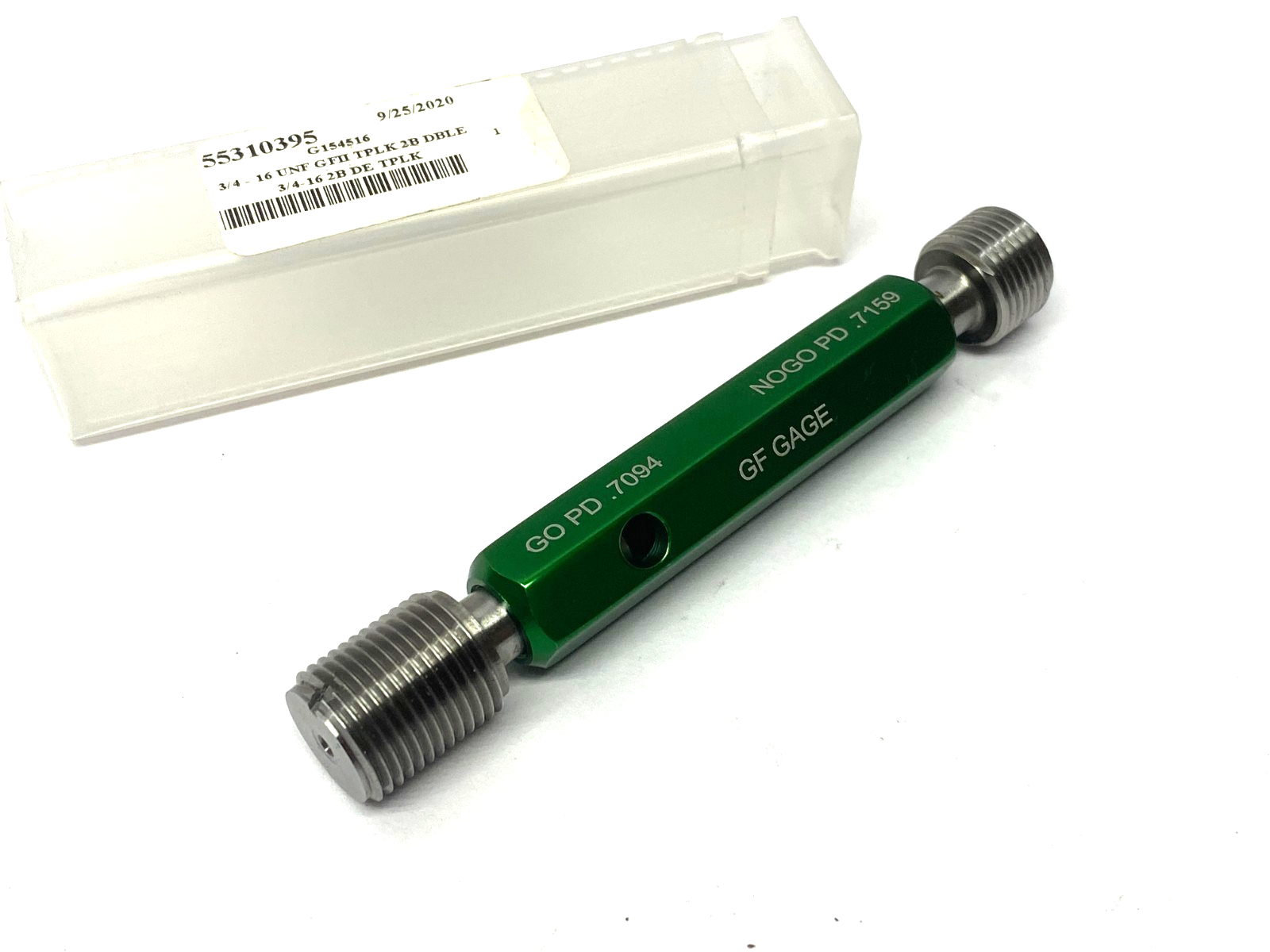 W0750162BS | GF Gage Plug Thread Gage: 3/4-16 Thread, 2B Class, Double End - New – Open box - Maverick Industrial Sales