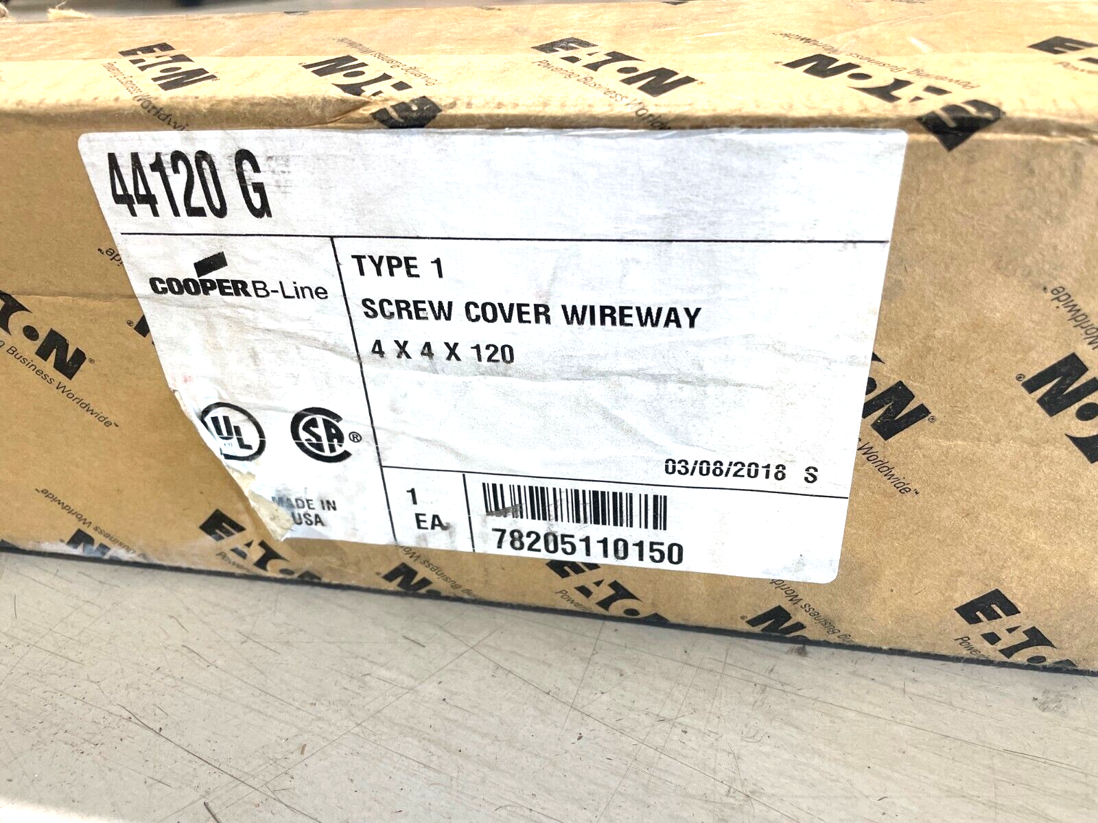 Cooper B-Line 44120 G Wireway, 120"L x 4"W x 4"H, Eaton - Maverick Industrial Sales