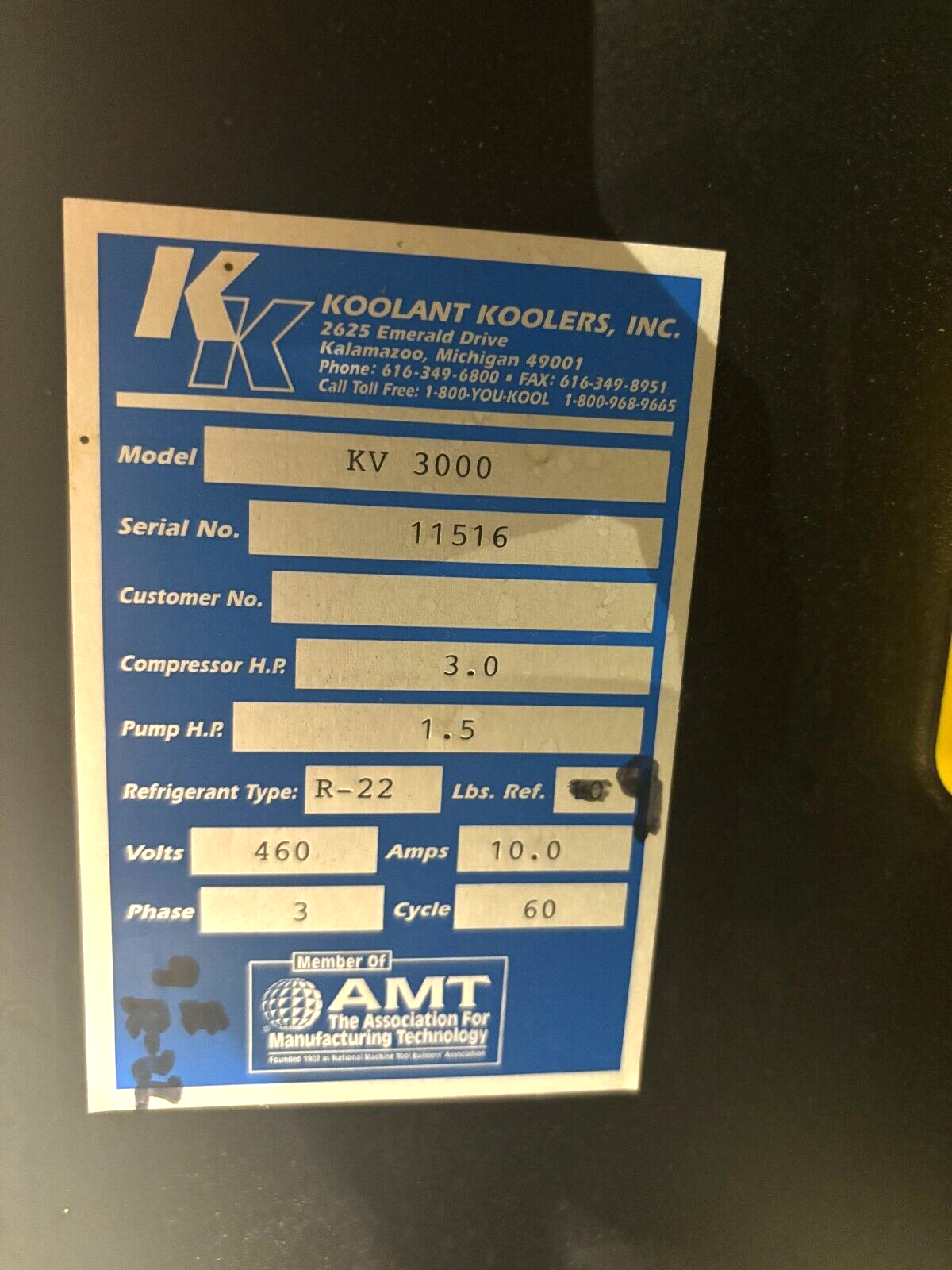 Koolant Koolers KV 3000 Refrigerant Cooler, 1.5HP, 460V - Maverick Industrial Sales