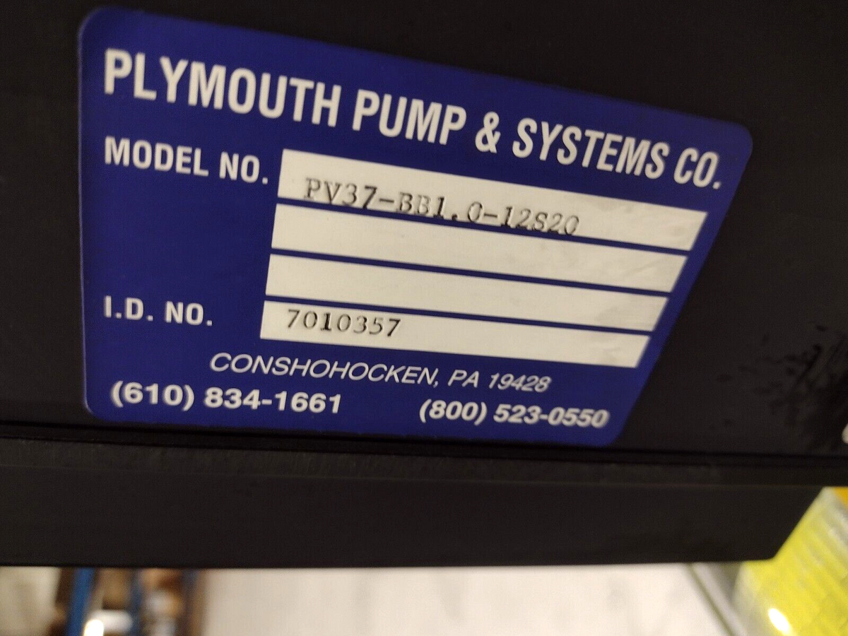 Plymouth Pump & Systems CO PV37-BB1.0-12S20, Baldor 34-5990-3675 & Speed Control - Maverick Industrial Sales