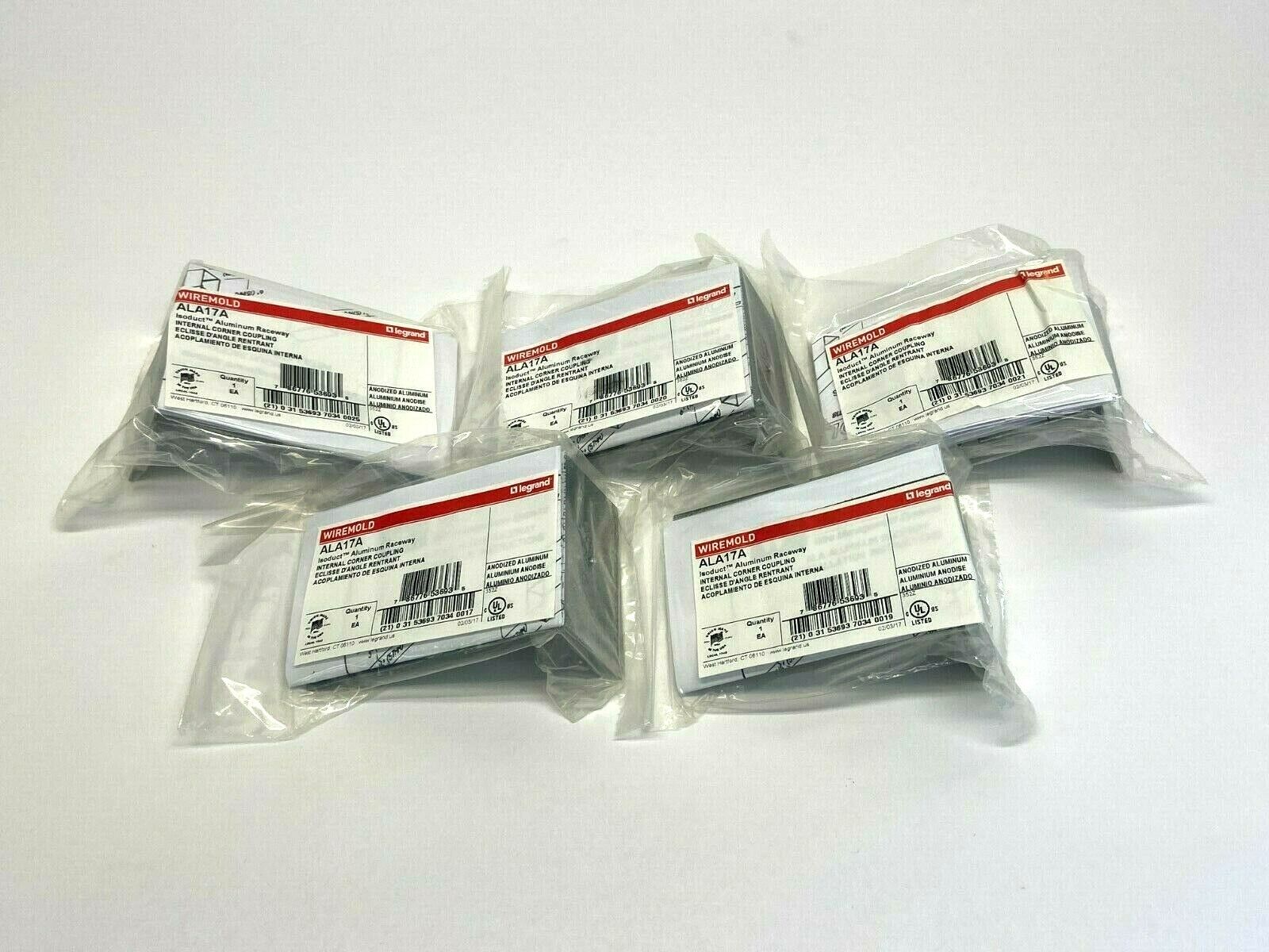 Wiremold ALA17A Isoduct Aluminum Raceway Internal Corner Coupling LOT OF 5 - Maverick Industrial Sales