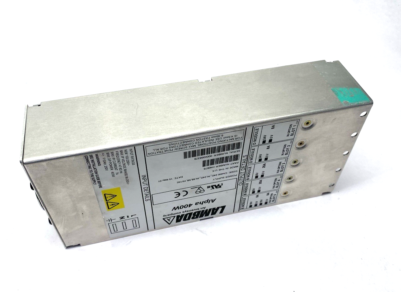 TDK Lambda H40678 Alpha 400W Power Supply CA400 24D_IN,24D_IN,5B,5B,15/15E - Maverick Industrial Sales