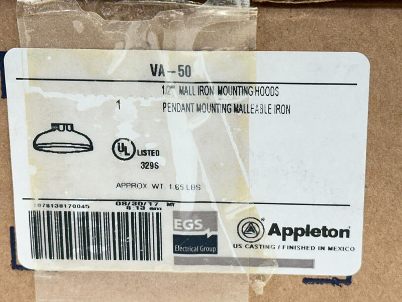 Appleton VA-50 Pendant Mount 1/2" Mall Iron Mounting Hood - Maverick Industrial Sales