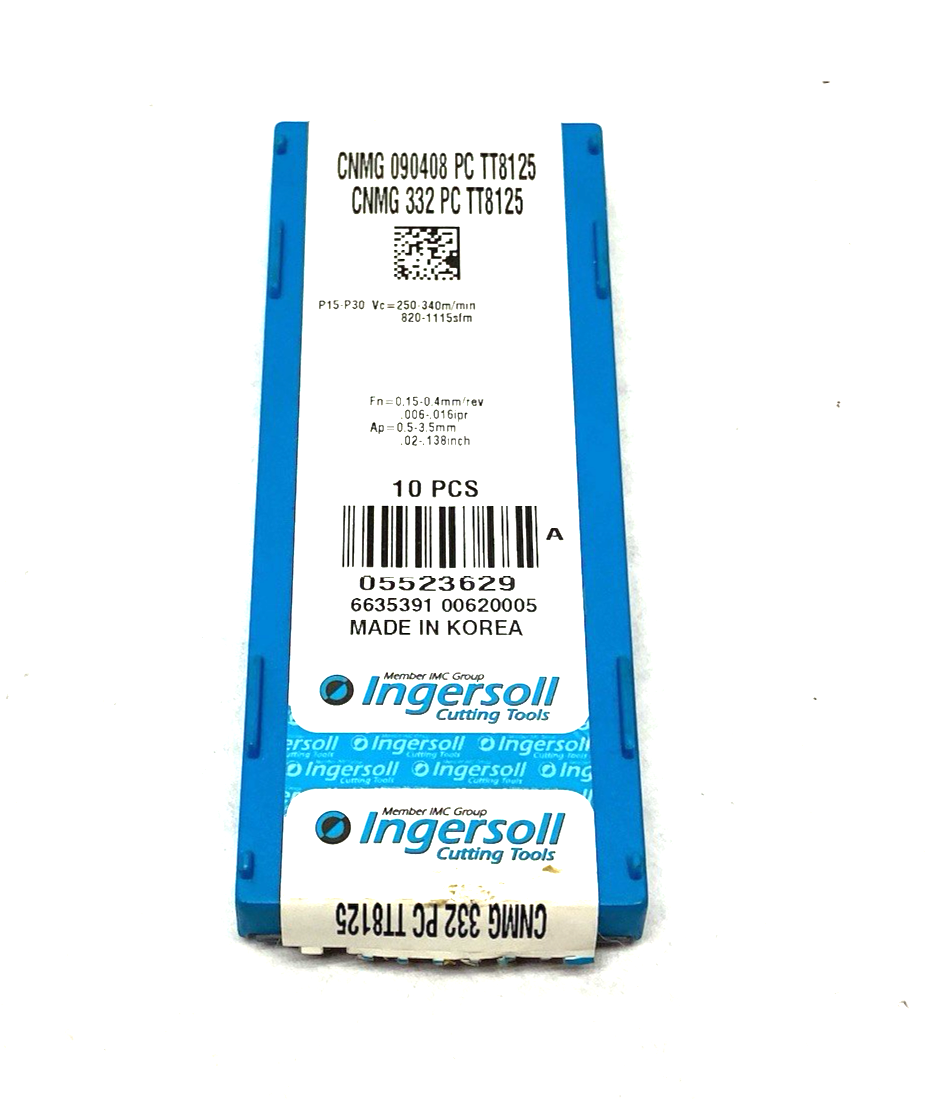 5523629 | Ingersoll RhinoTurn Chipbreaker Insert CNMG090408PC TT8125 PKG OF 9 - New – Open box - Maverick Industrial Sales