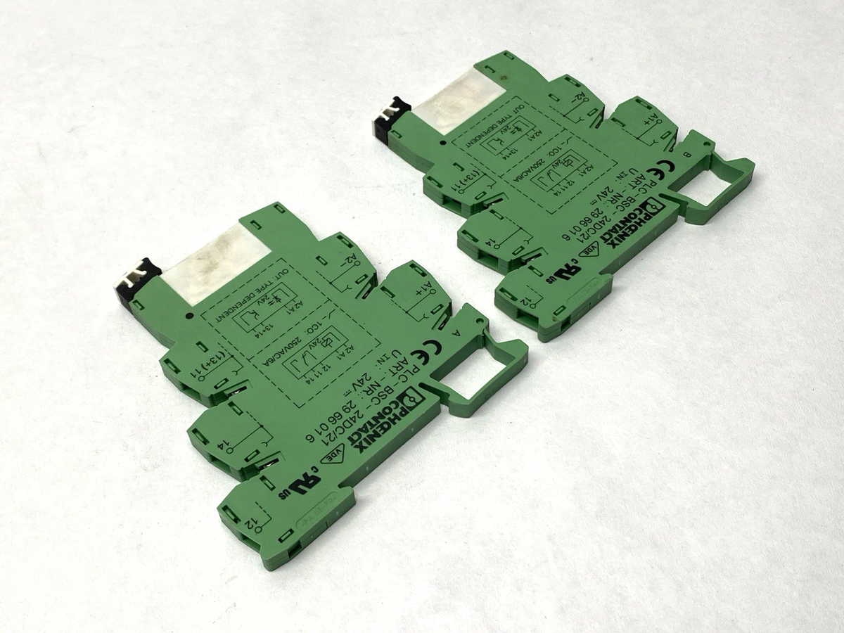 PLC-BSC-24DC/21, 2966016, & 2961105 | Phoenix Contact PLC-BSC-24DC/21 Relay Base 2966016 BROKEN DIN-RAIL LOT OF - Used - Maverick Industrial Sales