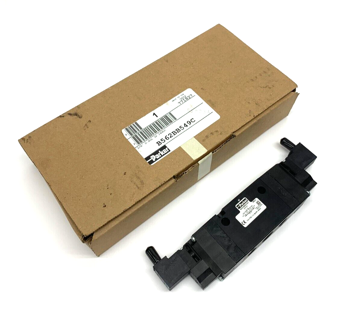Parker B562BB549C Double Solenoid Valve 3-Port 3/8" P2E-KV32C Solenoids - Maverick Industrial Sales