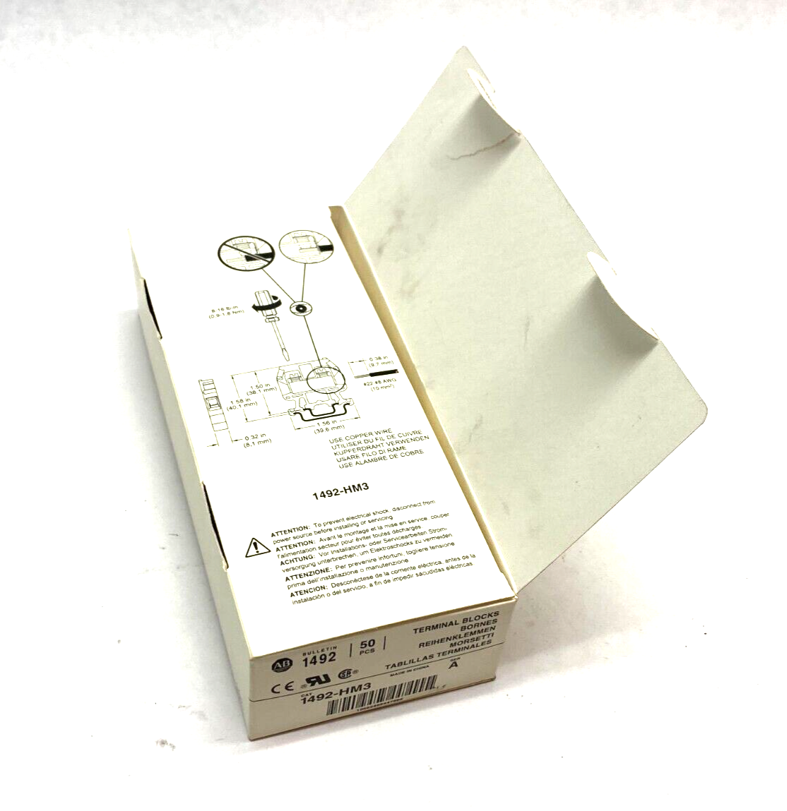 Allen Bradley 1492-HM3 Ser. A Finger-Safe Terminal Block White BOX OF 50 - Maverick Industrial Sales