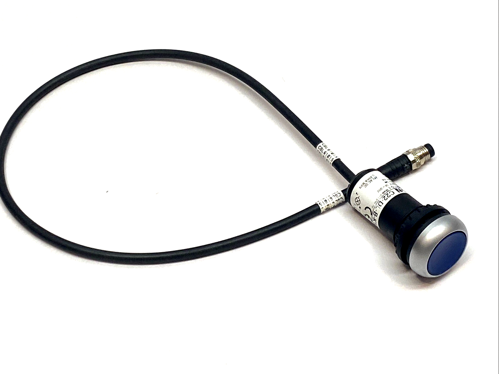 C22-DL-B-K10-24-P31 | Eaton Compact 22.5mm Pushbutton Blue Male M8 4-Pin - Used - Maverick Industrial Sales