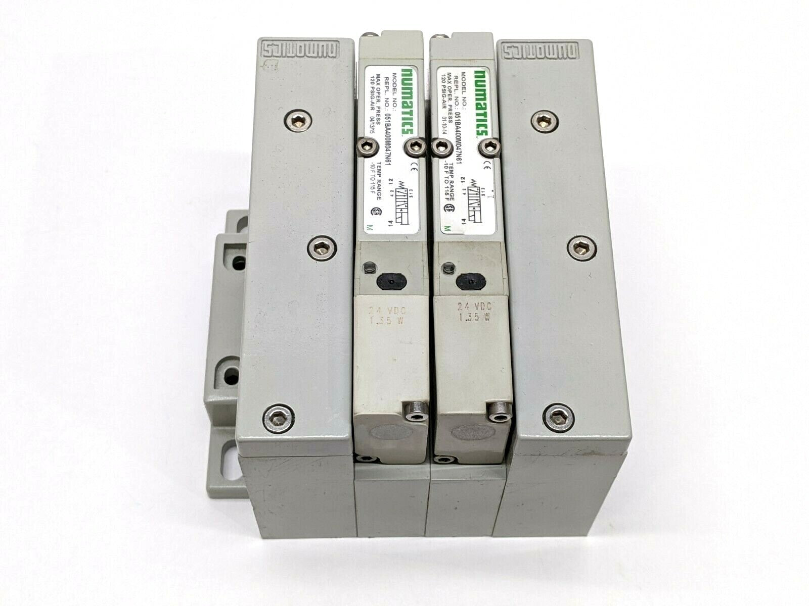 Numatics Pneumatic Solenoid Valve Manifold Assembly w/ 2 051BA400M047N61 - Maverick Industrial Sales
