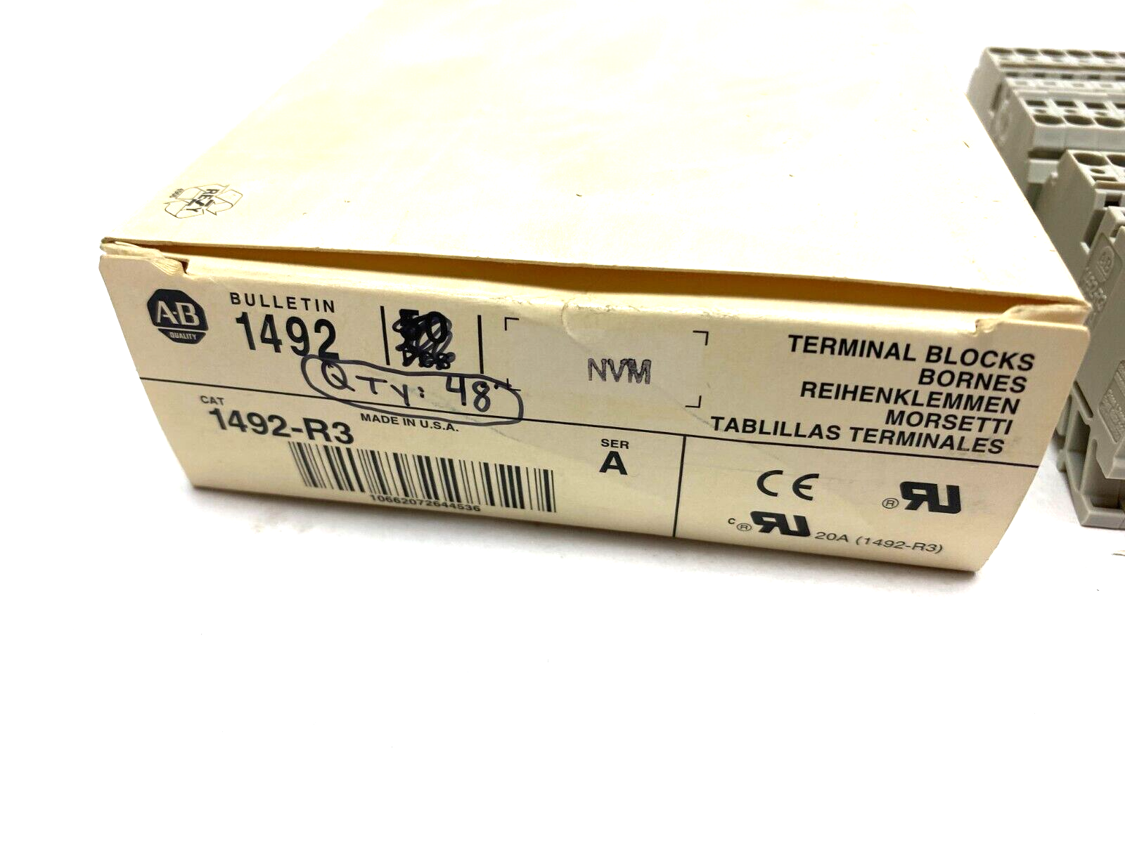 Allen Bradley 1492-R3 Ser. A Gray 2-Wire Terminal Block BOX OF 48 - Maverick Industrial Sales