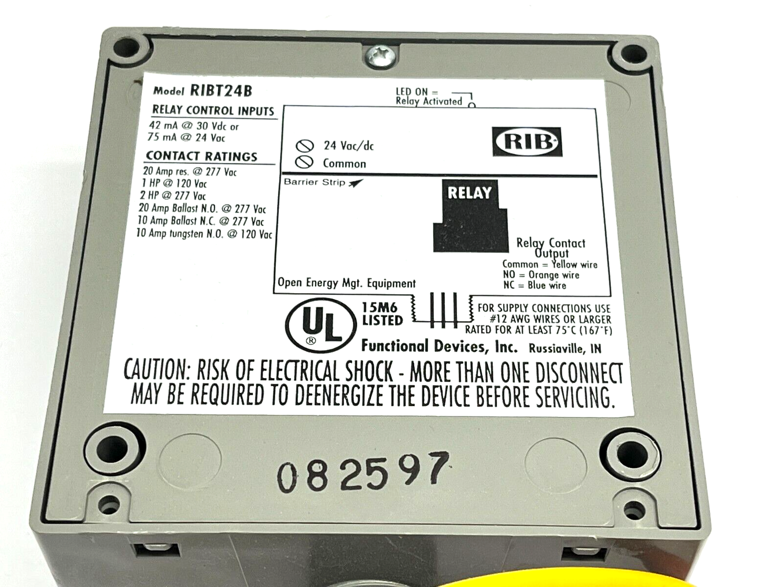 RIBT24B | Functional Devices Power Relay SPDT 20A 24V NEMA 1 08597 - New – Open box - Maverick Industrial Sales