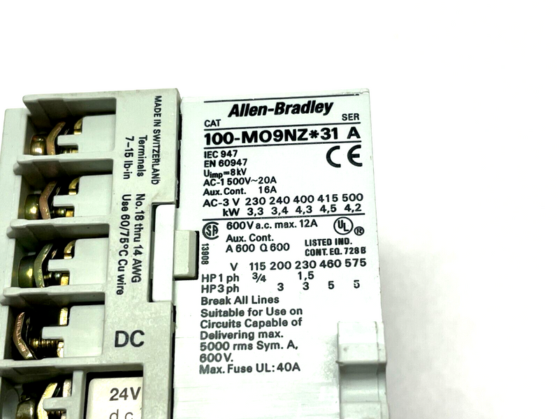 Allen Bradley 100-M09NZ2431 Ser. A Contactor - Maverick Industrial Sales