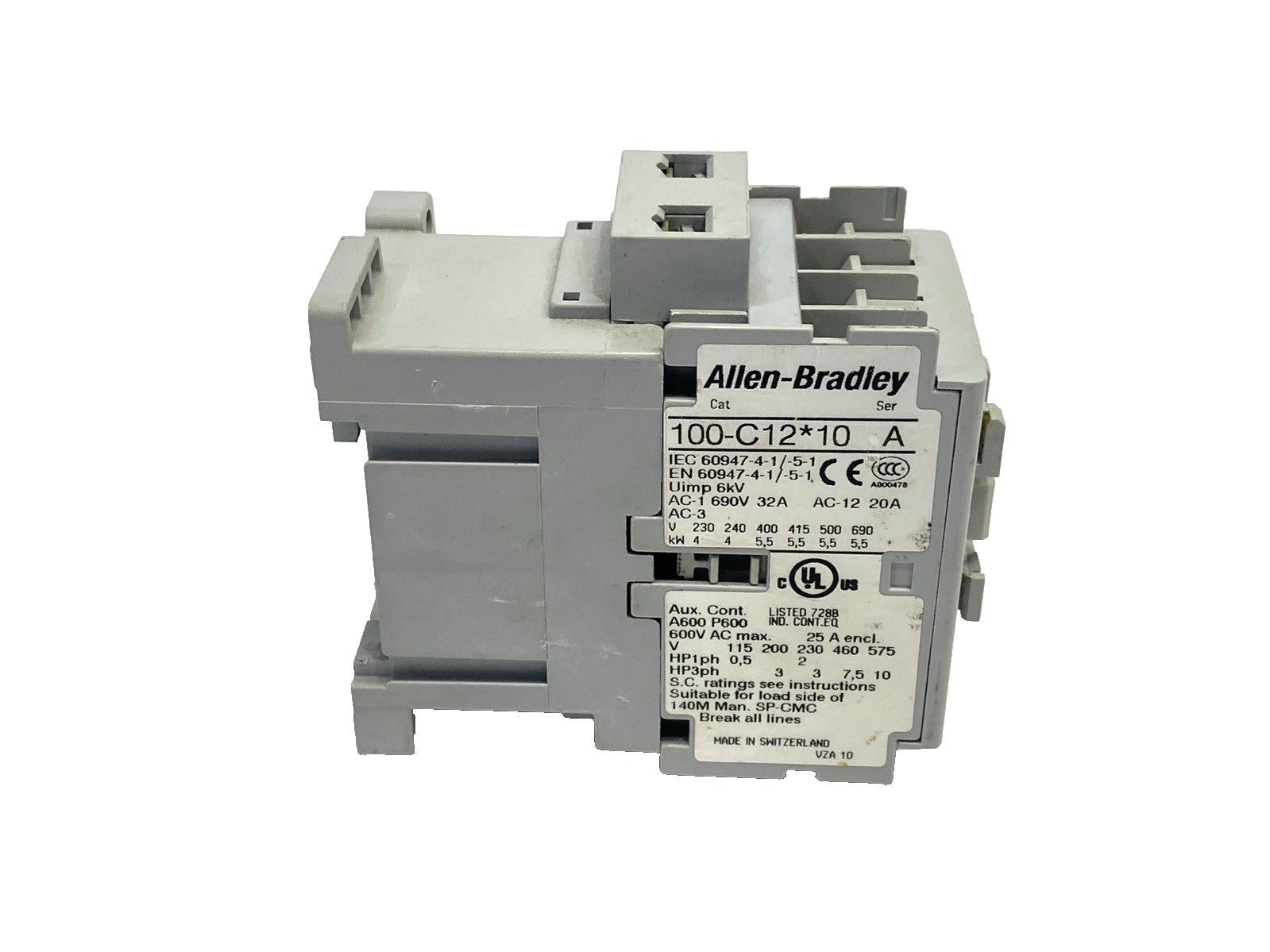 100-C12A10 | Allen Bradley Ser. A IEC Contactor, 120V 60Hz - For parts or not working - Maverick Industrial Sales