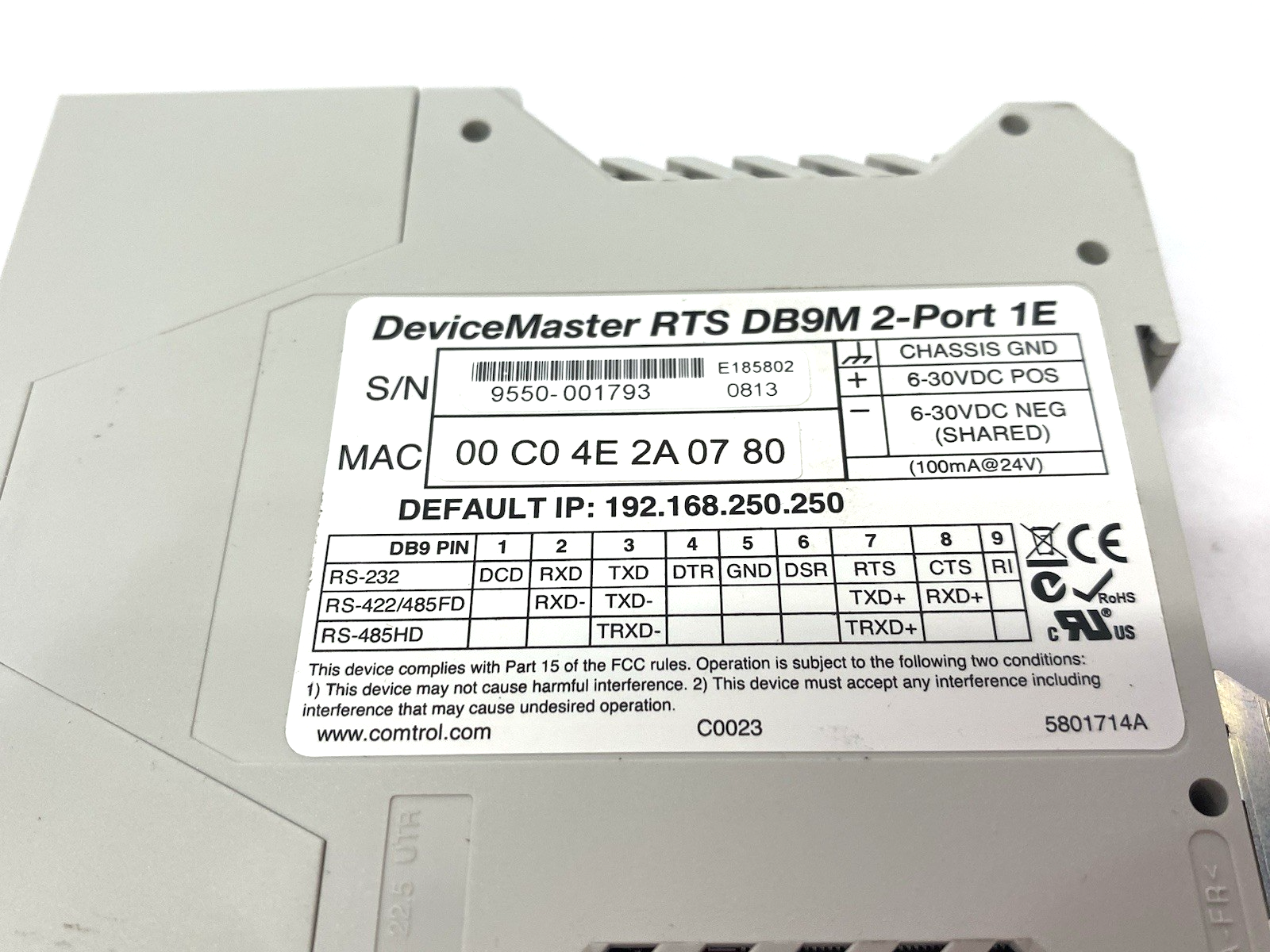 Comtrol DeviceMaster RTS DB9M 2-Port 1E Serial Device Module - Maverick Industrial Sales