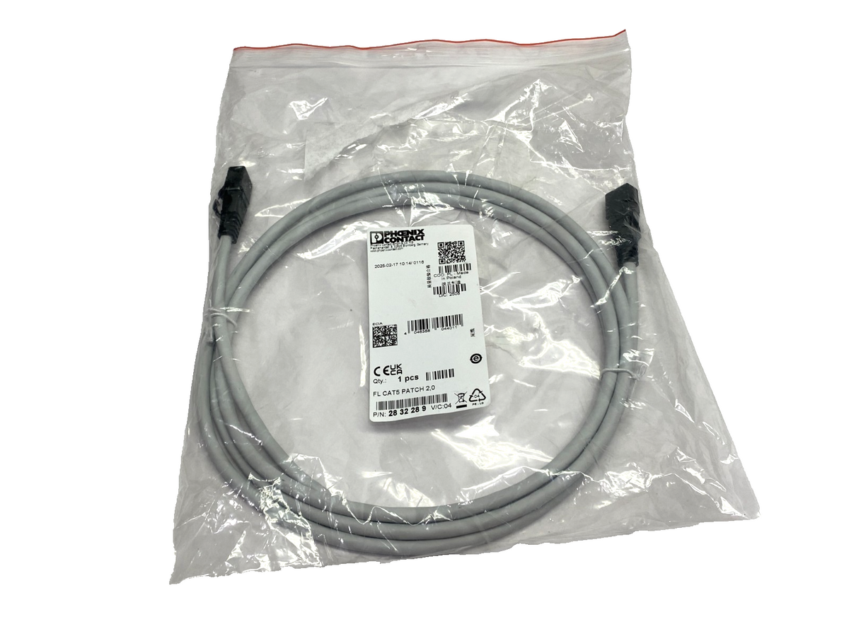 2832289 | Phoenix Contact FL CAT5 PATCH 2,0 Double Ended Patch Cable RJ45 Male - New - Maverick Industrial Sales