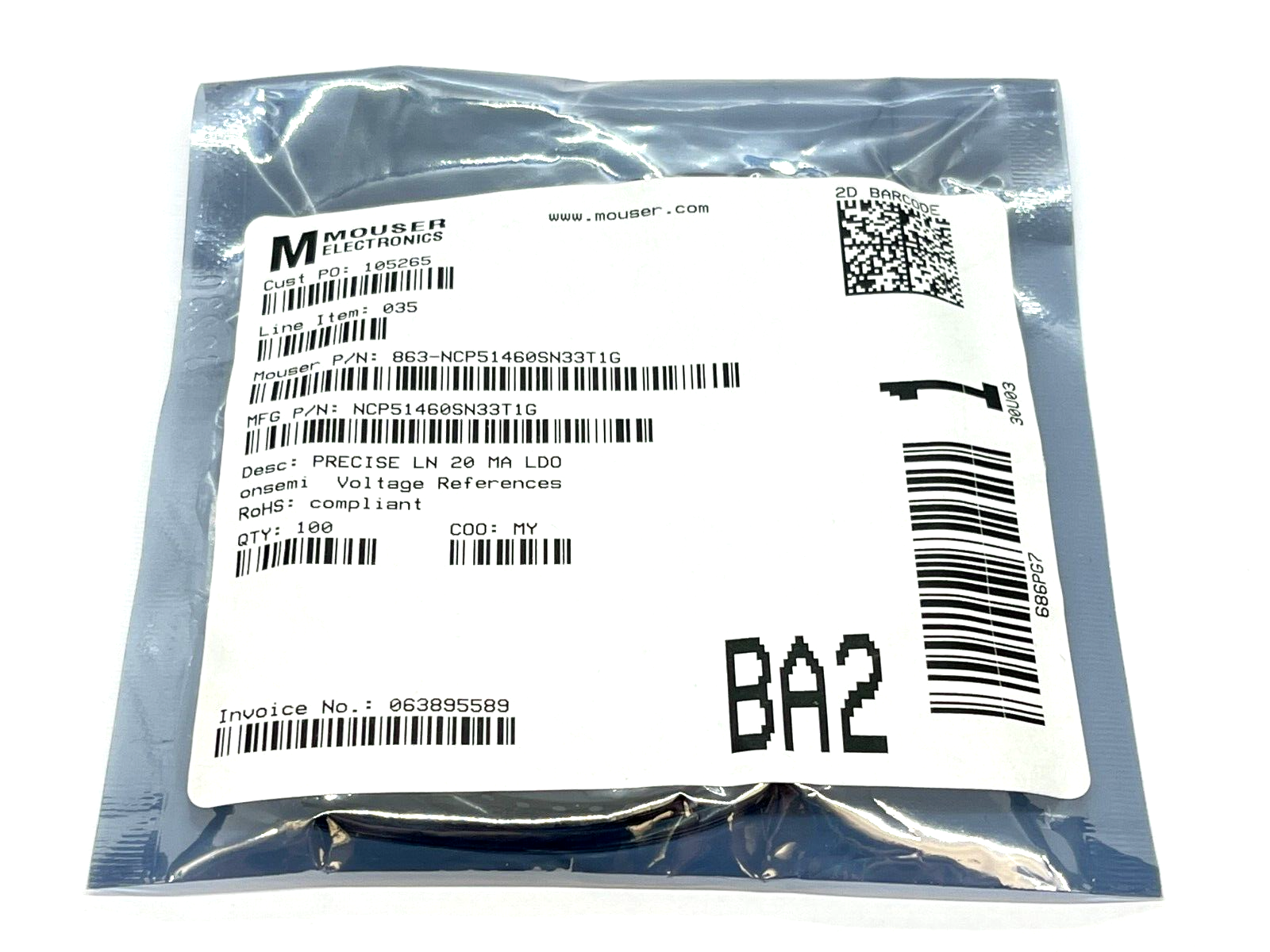 Onsemi NCP51460SN33T1G Voltage References PRECISE LN 20 MA LDO REG 100QTY - Maverick Industrial Sales