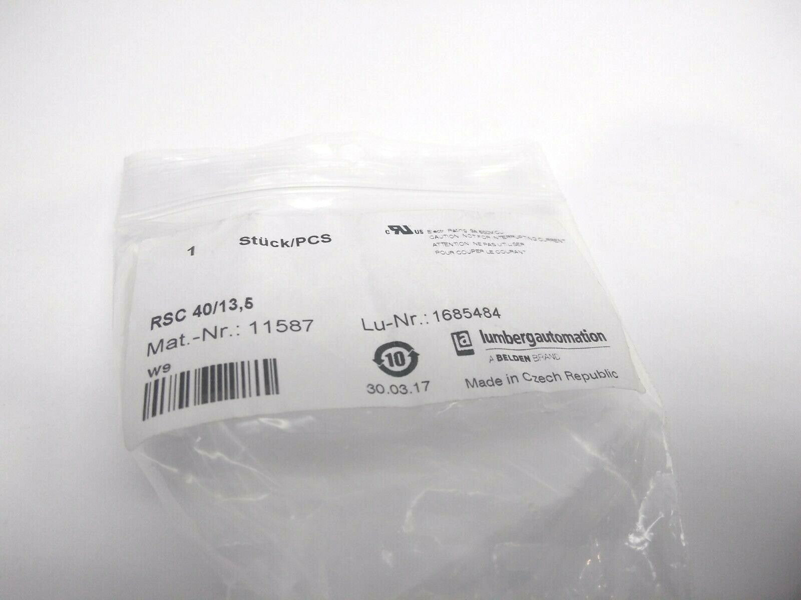 Lumberg Automation RSC 40/13,5 4-Pin Male Connector, 11587 - Maverick Industrial Sales