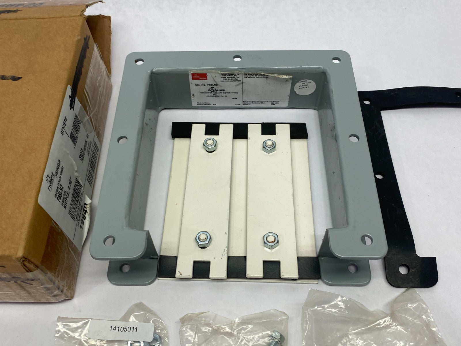 F66LN2 | Hoffman nVent Wireway Nipple Lay-in Hinged Cover 6" x 6" x 2" Gray Steel - New – Open box - Maverick Industrial Sales