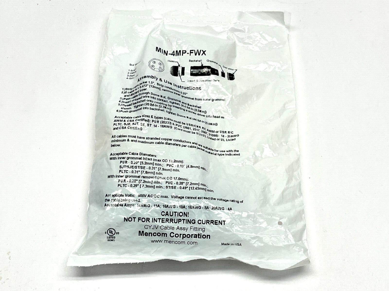 MIN-4MP-FWX | Mencom Field Wireable Sensor Plug - New - Maverick Industrial Sales