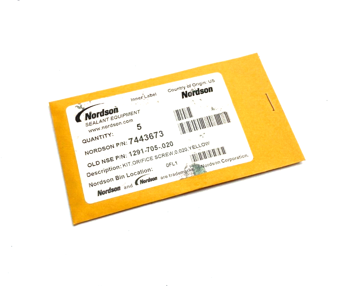Nordson 7443673 Orifice Screw Kit, 0.020, Yellow PKG OF 5 - Maverick Industrial Sales