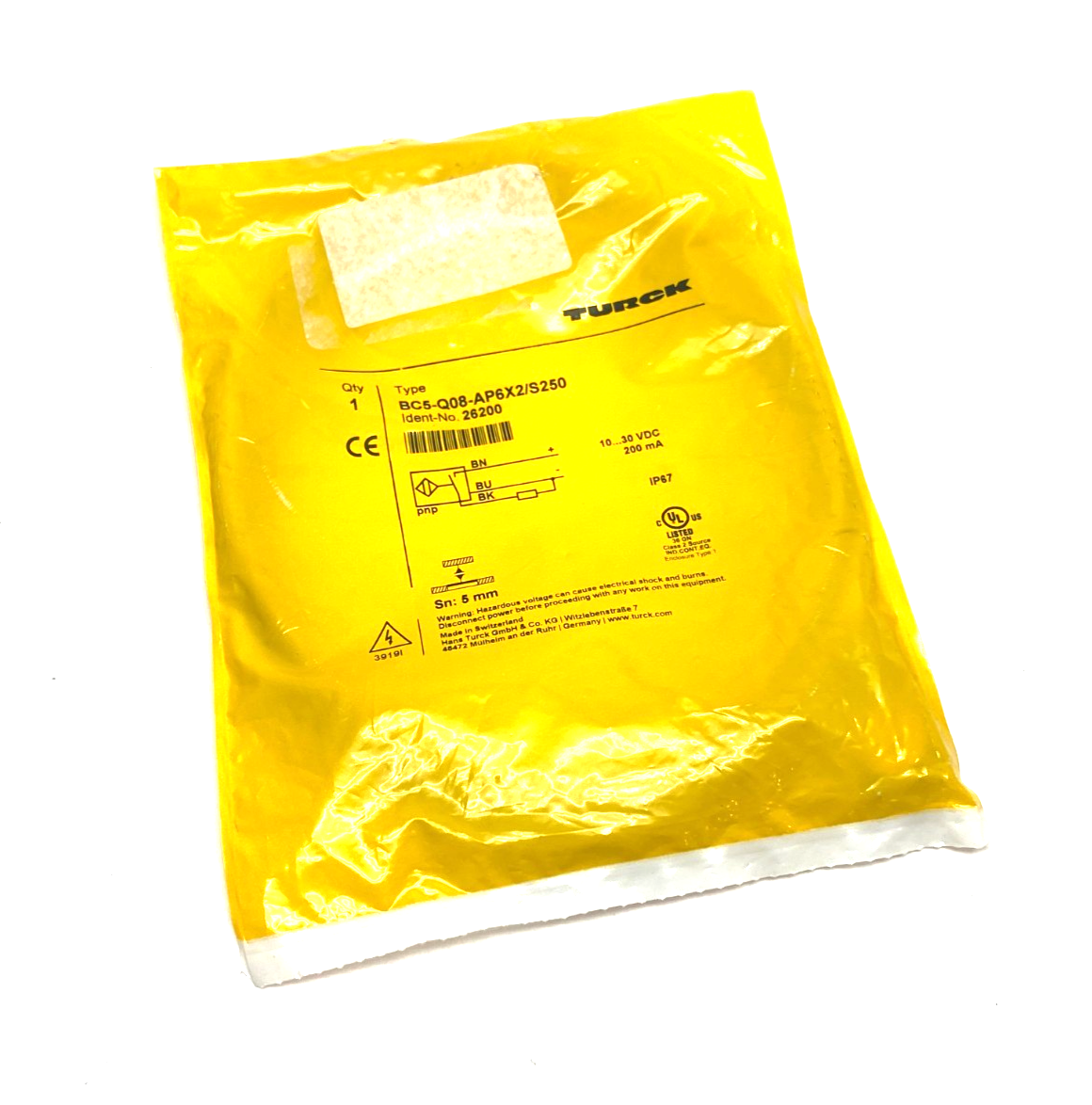 Turck BC5-Q08-AP6X2/S250 Rectangular Capacitive Sensor 5mm Sn, 10-30VDC 26200 - Maverick Industrial Sales