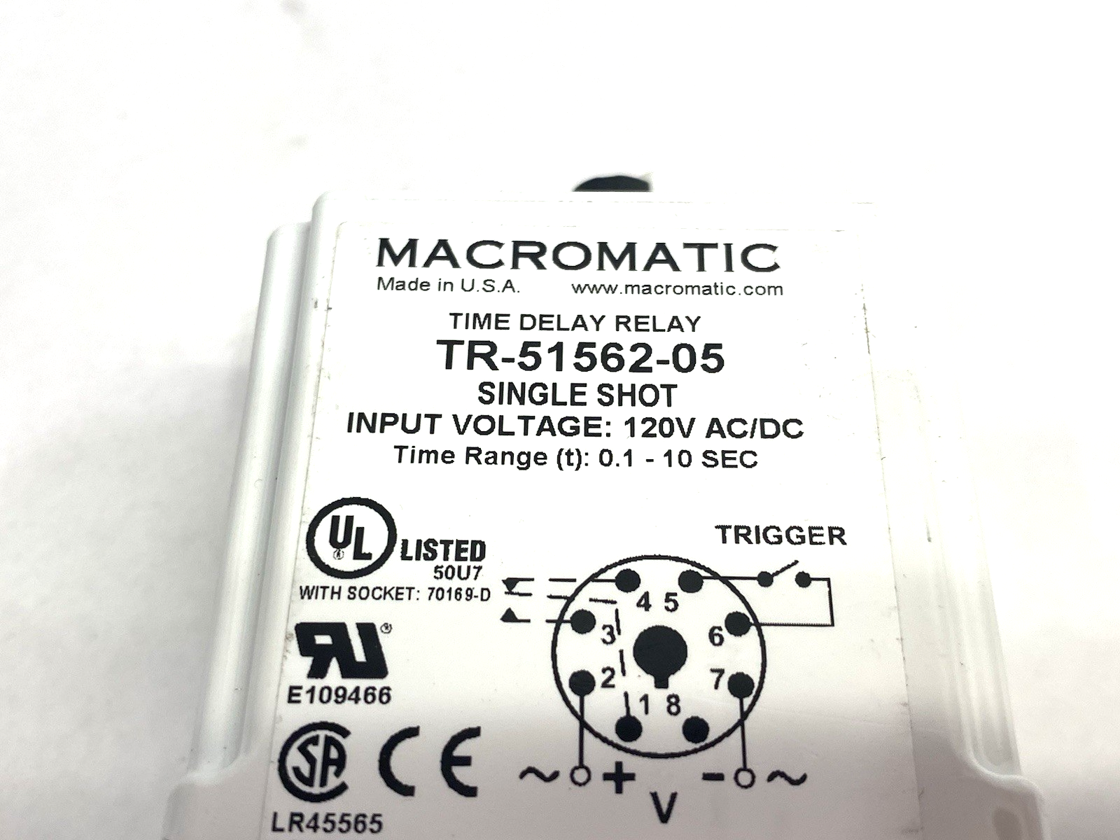 TR-51562-05 | Macromatic Time Delay Relay, Single Shot, 0.1-10sec - Used - Maverick Industrial Sales