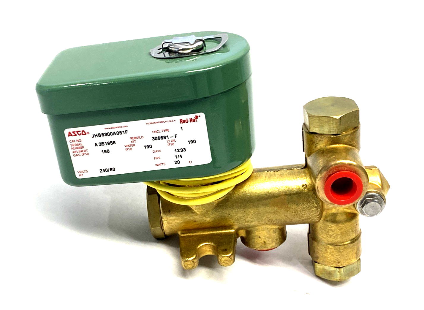 Asco JHB8300A081F Red-Hat Solenoid Valve 240V 20W 1/4" Ports - Maverick Industrial Sales
