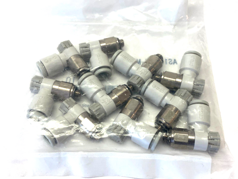 SMC AS1201F-M5-06A One-Touch Flow Control Valve Fitting 6mm OD Tube PKG OF 10 - Maverick Industrial Sales