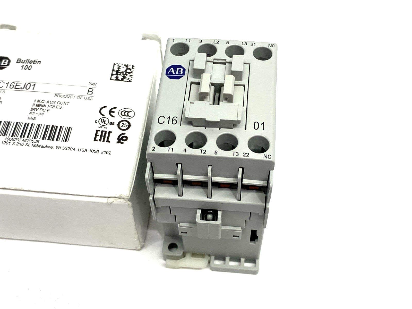 Allen Bradley 100-C16EJ01 Ser. B IEC 16 A Contactor, 0 NO Contact & 1 NC Contact - Maverick Industrial Sales